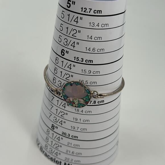 Sterling silver mother of pearl flower bracelet - Picture 5 of 5